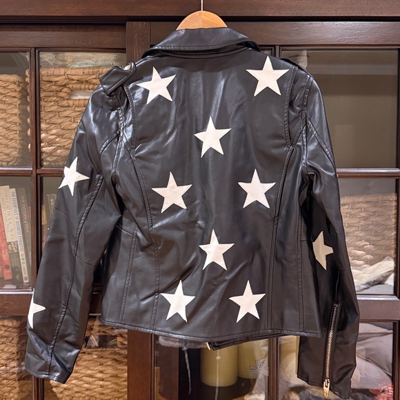 Buddy Love Black Pleather Jacket with White Stars - Picture 3 of 3